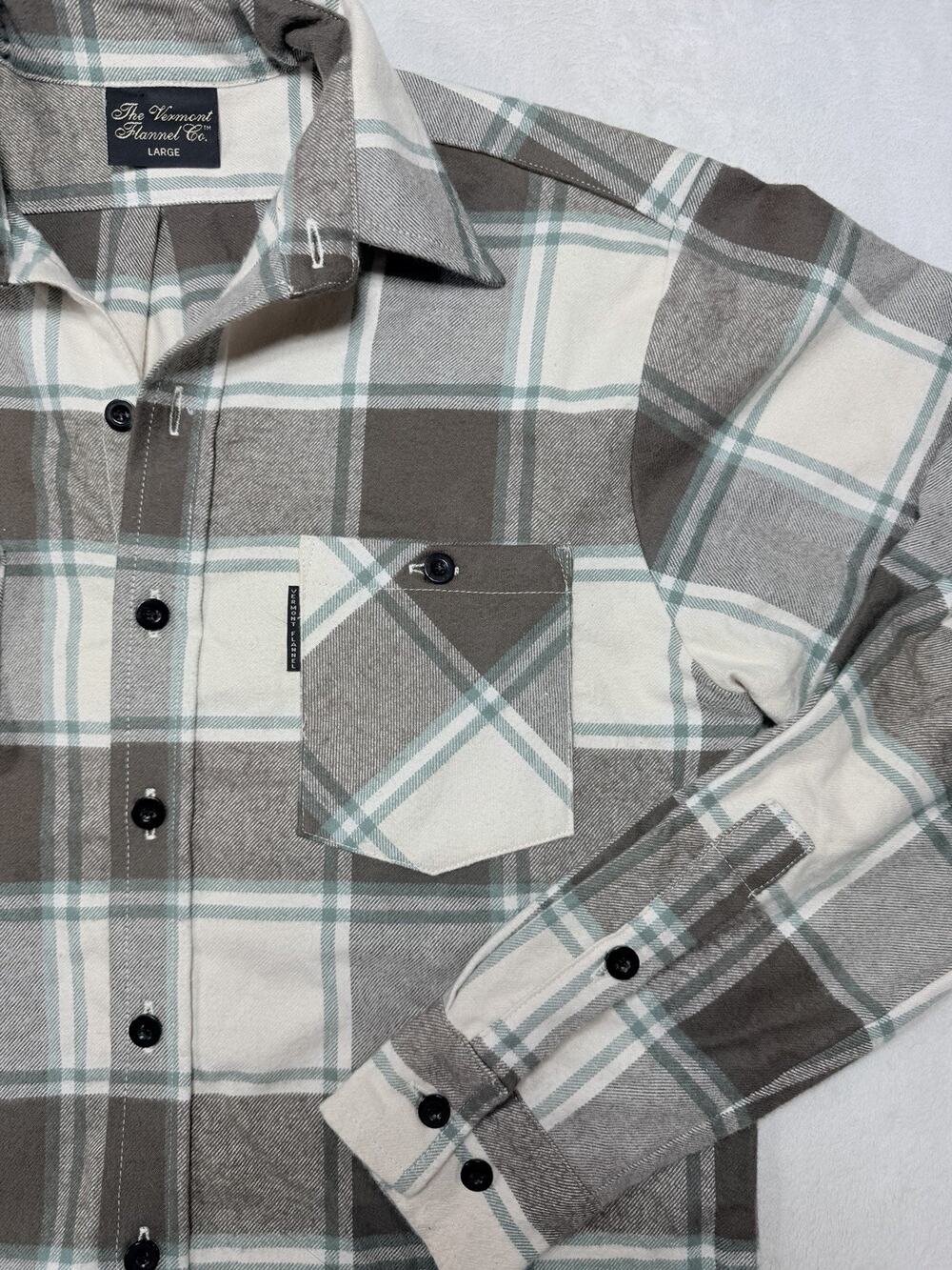 The Vermont Flannel Co Big E 2025 Shirt Plaid Cotton Brown Green Men Large
